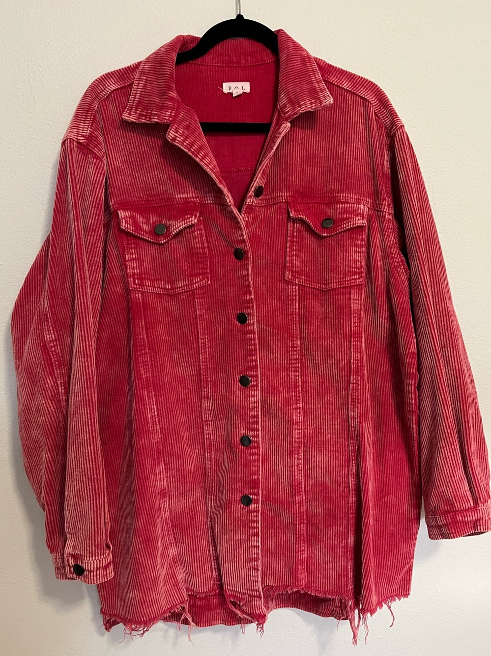 POL Oversized Red Corduroy Shacket
